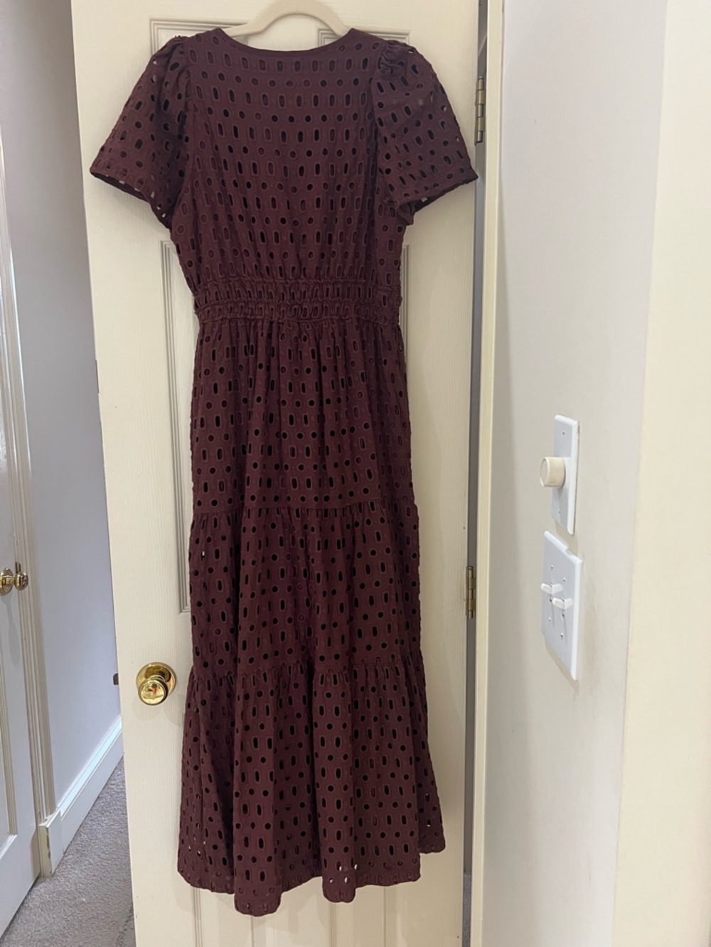 Anthropologie Burgundy Eyelet Somerset Maxi Dress - Picture 7 of 8